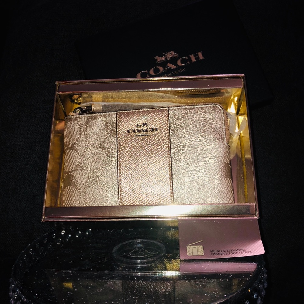 Coach Metallic Signature Corner ZIP